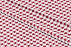 Tkanina  Wodoodporna Czerwono-Biała Krata  szer: 150 cm 