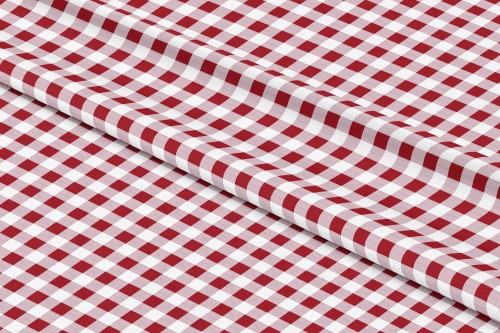 Tkanina  Wodoodporna Czerwono-Biała Krata  szer: 150 cm 