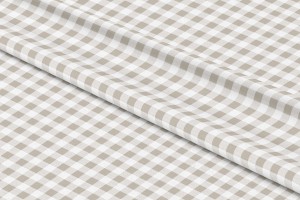 Tkanina Wodoodporna Beżowo-Biała Krata  szer: 150 cm  