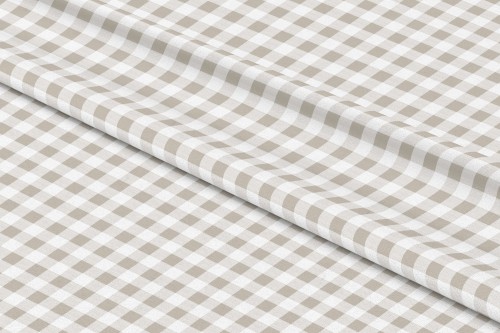 Tkanina Wodoodporna Beżowo-Biała Krata  szer: 150 cm  
