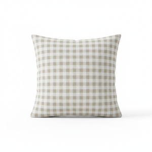 Poszewka Dekoracyjna Na Poduszkę Beżowo-Biała Krata