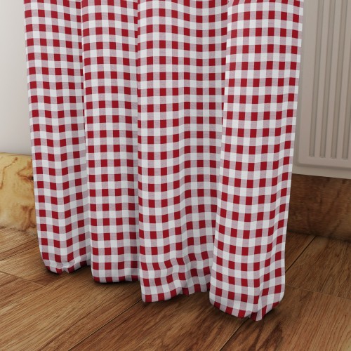 Zasłona Gotowa Czerwono-Biała Krata szer. 145 cm  taśma przelotki Na Wymiar 