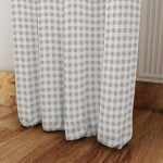 Zasłona Gotowa Beżowo-Biała Krata szer. 145 cm  taśma przelotki Na Wymiar  