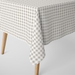 Obrus Wodoodporny Beżowo-Biała Krata Na Wymiar  