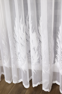 Firana z Haftem Bambus Liście Paproci Biała wys: 300 cm NA METRY 