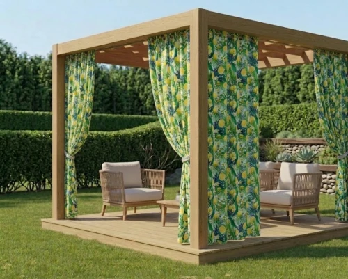 Zasłona Ogrodowa na wymiar Wodoodporna Tropikalne Cytryny przelotki taśma szer. 155 cm 