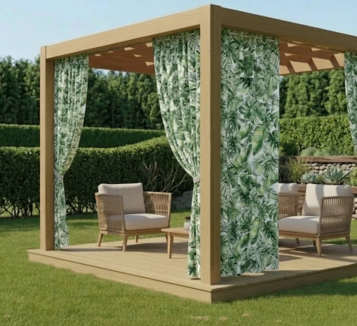 Zasłona Ogrodowa na wymiar Wodoodporna Liście Zielona Monstera przelotki taśma szer. 155 cm  