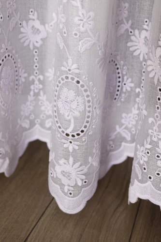 Firana Woal Francuski Sable z Haftem SORINA Biała  wys: 280 cm Na Metry 