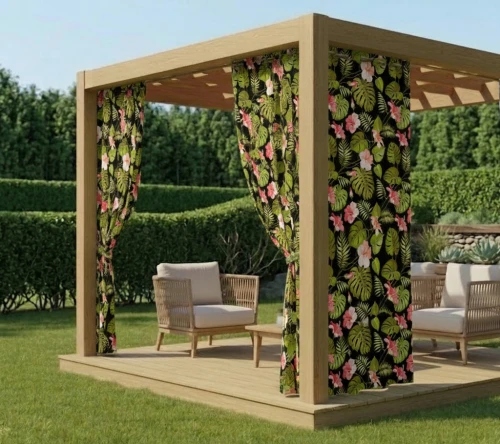 Zasłona Ogrodowa na wymiar Wodoodporna  Monster Kwiaty przelotki taśma szer. 155 cm 