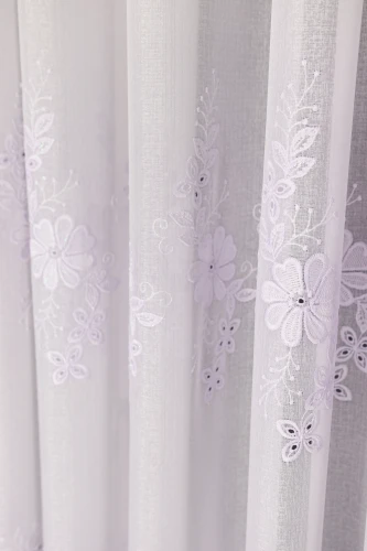 Firana Woal Francuski Sable z Haftem ESTELA  Biała  wys: 280 cm Na Metry  