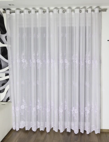 Firana Woal Francuski Sable z Haftem  ESTELA Taśma Przelotki Na WYMIAR  