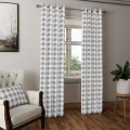 Zasłona Gotowa Szara Krata szer. 145 cm  taśma przelotki Na Wymiar  