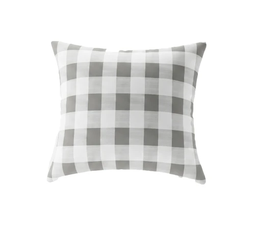 Poszewka Dekoracyjna Na Poduszkę Szara Krata  