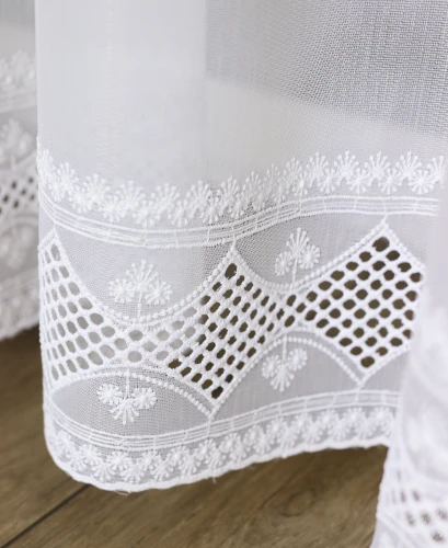 Firana z Haftem Bambus Gęsty IZI Biała wys: 310 cm NA METRY 