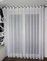 Firana Gotowa z Haftem Bambus Gęsty IZI Biała Taśma Przelotki Na Wymiar 