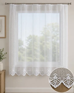 Firana Gotowa Żakardowa STELLA 0044465 Biała wys. 170 cm Taśma Marszcząca  Na Wymiar   