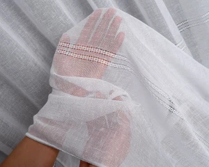 Firana Struktura Lnu T1030 Biała wys. 340 cm  Na Metry 
